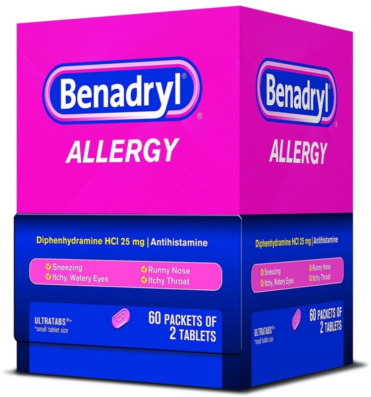 BENADRYL ALLERGY ULTRATAB PACKET DISPENSERS 60 EA PACK OF 4 FOR ALLERGY RELIEF
