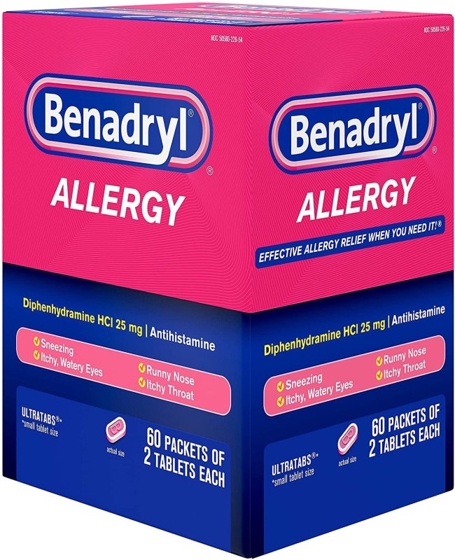 BENADRYL ALLERGY ULTRATAB PACKET DISPENSERS 60 EA PACK OF 4 FOR ALLERGY RELIEF