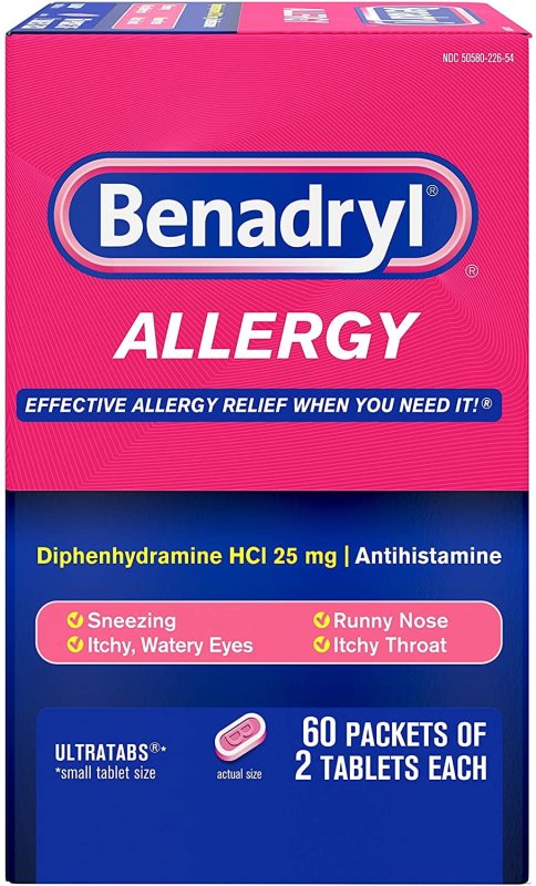 BENADRYL ALLERGY ULTRATAB PACKET DISPENSERS 60 EA PACK OF 4 FOR ALLERGY RELIEF