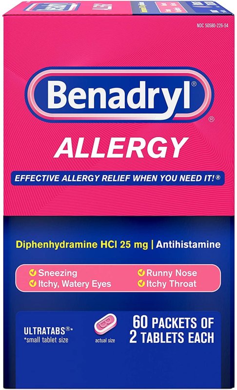 BENADRYL ALLERGY ULTRATAB PACKET DISPENSERS 60 EA PACK OF 4 FOR ALLERGY RELIEF