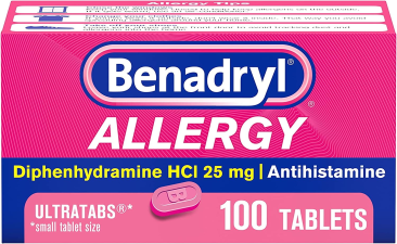 BENADRYL ULTRATABS COLD ALLERGY RELIEF DIPHENHYDRAMINE HCL TABLETS 100 CT