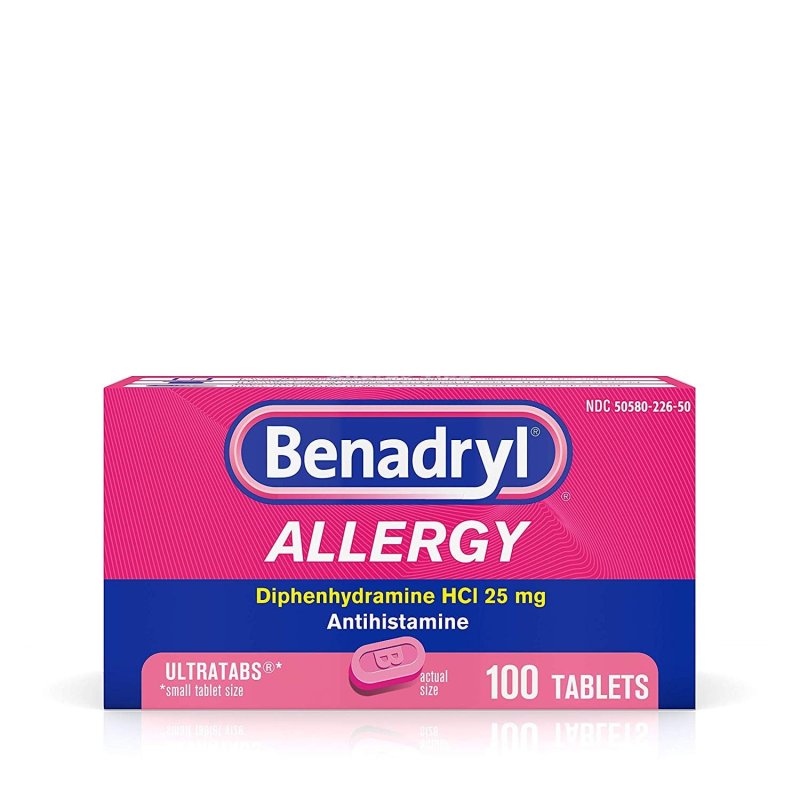 BENADRYL ALLERGY ULTRATABS 25 MG ANTIHISTAMINE TABLETS 100 COUNT