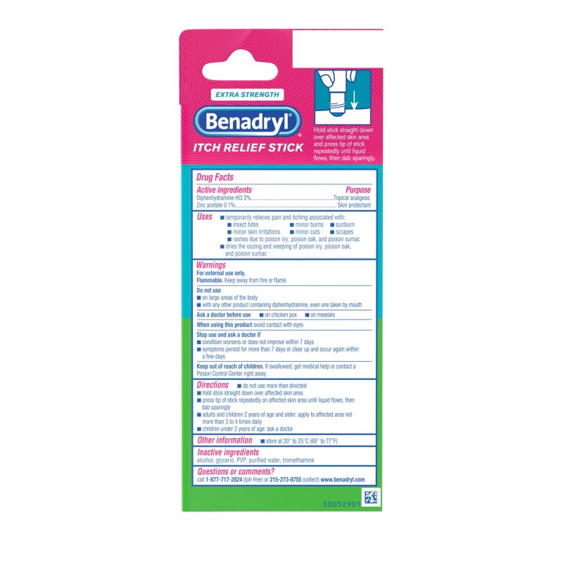 BENADRYL EXTRA STRENGTH ITCH RELIEF STICK TRAVEL SIZE 0.47 FL. OZ