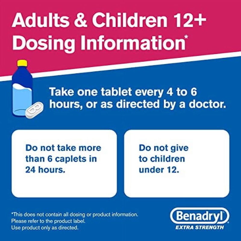 BENADRYL EXTRA STRENGTH ALLERGY RELIEF MEDICINE 50MG DIPHENHYDRAMINE HCL TABLETS 24CT