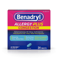 BENADRYL ALLERGY PLUS CONGESTION ULTRA TABLETS 24 COUNT EACH