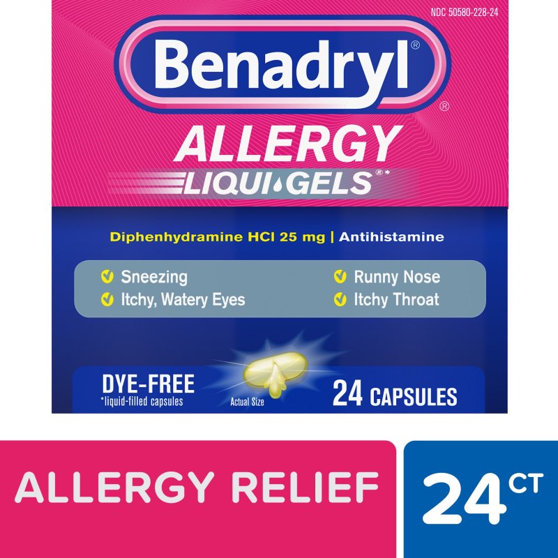 BENADRYL ALLERGY RELIEF LIQUI-GELS DYE FREE 24 COUNT