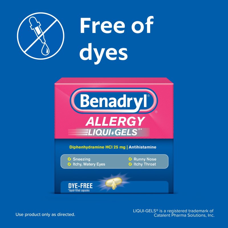 BENADRYL ALLERGY RELIEF LIQUI-GELS DYE FREE 24 COUNT