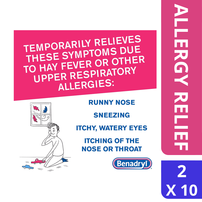 BENADRYL ALLERGY ULTRA TABS ON THE GO CONVENIENCE PACKETS 2 TABLET PER PACKET UNBOXED 10 PACK