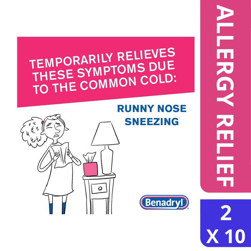 BENADRYL ALLERGY ULTRA TABS ON THE GO CONVENIENCE PACKETS 2 TABLET PER PACKET UNBOXED 10 PACK