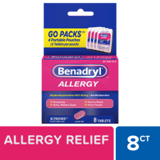 BENADRYL ULTRATABS GO PACKS ANTIHISTAMINE TABLETS 4 PACKS OF 2-CT FOR ALLERGY RELIEF