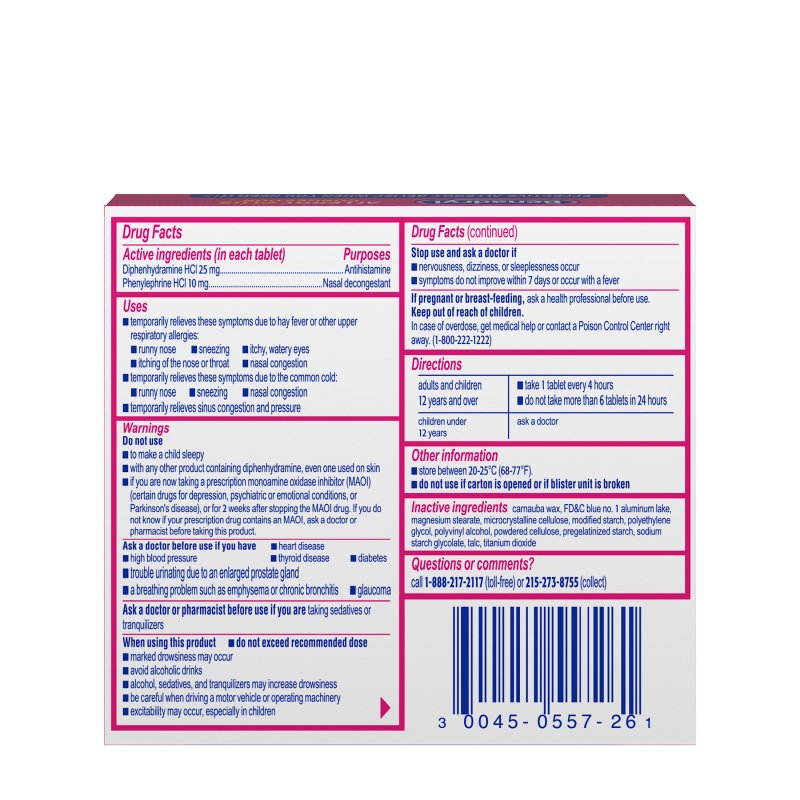 BENADRYL ALLERGY PLUS CONGESTION ULTRATABS 24 CT FOR ALLERGY RELIEF