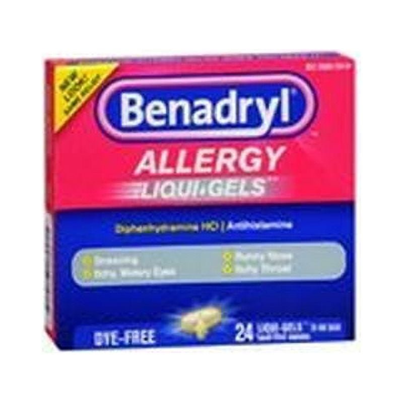 BENADRYL ALLERGY DYE FREE 24 LIQUID GELS FOR ALLERGIES