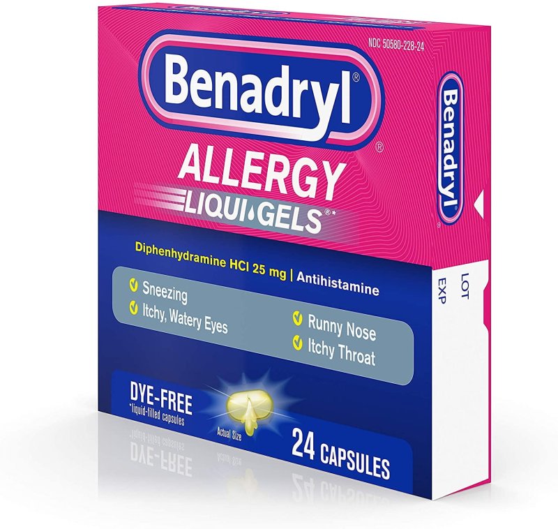 BENADRYL ALLERGY DYE FREE 24 LIQUID GELS FOR ALLERGIES