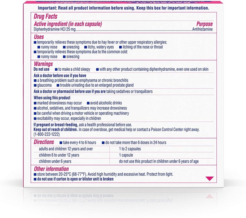 BENADRYL ALLERGY DYE FREE 24 LIQUID GELS FOR ALLERGIES