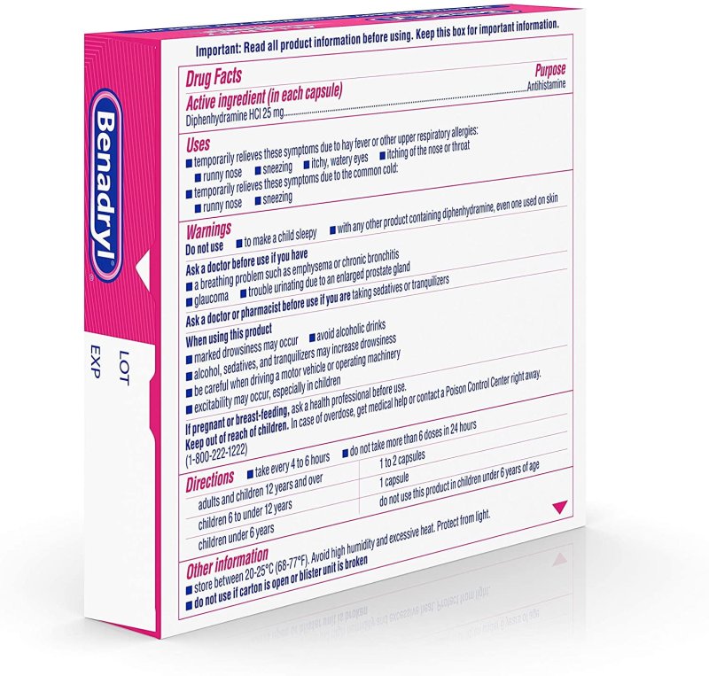 BENADRYL ALLERGY DYE FREE 24 LIQUID GELS FOR ALLERGIES