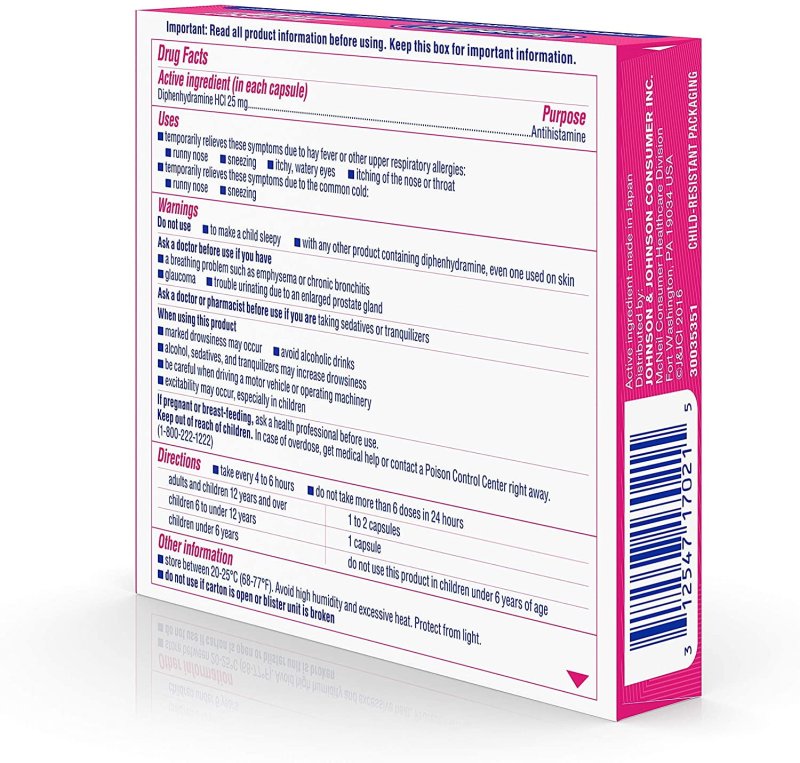 BENADRYL ALLERGY DYE FREE 24 LIQUID GELS FOR ALLERGIES