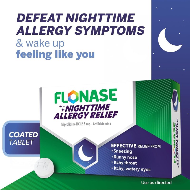 FLONASE NIGHTTIME ALLERGY RELIEF TABLETS 6 HOURS ALLERGY MEDICINE 36 COATED TABLETS