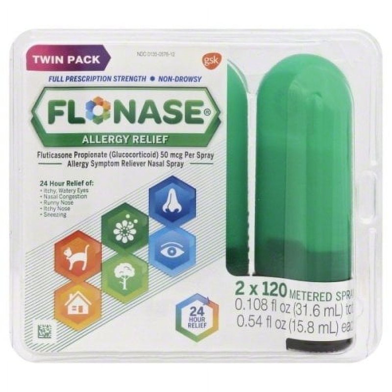 FLONASE 24HR ALLERGY RELIEF NASAL SPRAY FULL STRENGTH 240 SPRAYS TWINPACK