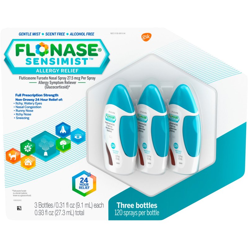 FLONASE SENSIMIST ALLERGY RELIEF SPRAY NON DROWSY MEDICINE 120 SPRAYS 3 PACK