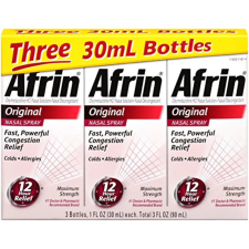 AFRIN ORIGINAL NASAL DECONGESTANT SPRAY 3-30ML BOTTLES FOR FAST RELIEF