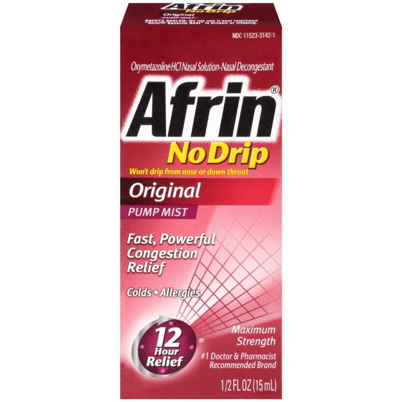 AFRIN NO DRIP ORIGINAL COLD ALLERGY CONGESTION RELIEF PUMP MIST 0.5 FL OZ