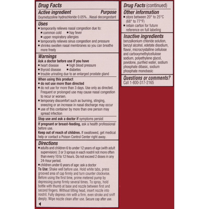 AFRIN NO DRIP ORIGINAL COLD ALLERGY CONGESTION RELIEF PUMP MIST 0.5 FL OZ