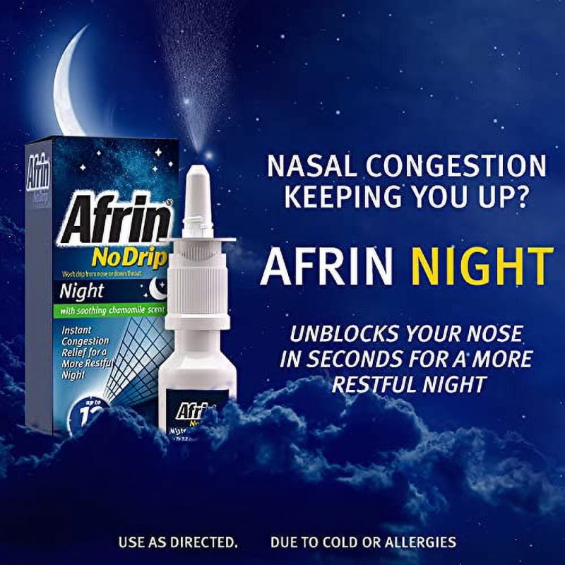 AFRIN NO DRIP NIGHT PUMP NASAL MIST FAST POWERFUL CONGESTION RELIEF WITH CHAMOMILE 0.5 FL OZ PACK