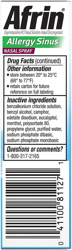 AFRIN ALLERGY SINUS NASAL SPRAY 0.50 OZ PACK OF 6 - FAST RELIEF