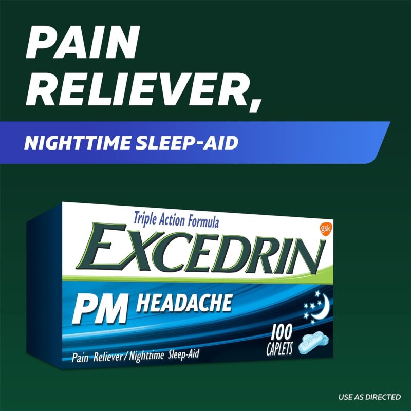 EXCEDRIN PM PAIN RELIEVER NIGHTTIME SLEEP-AID CAPLETS HEADACHE RELIEF 24 COUNT