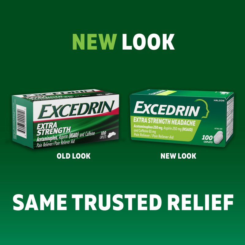 EXCEDRIN EXTRA STRENGTH HEADACHE RELIEF CAPLETS 100 COUNT FOR FAST PAIN RELIEF