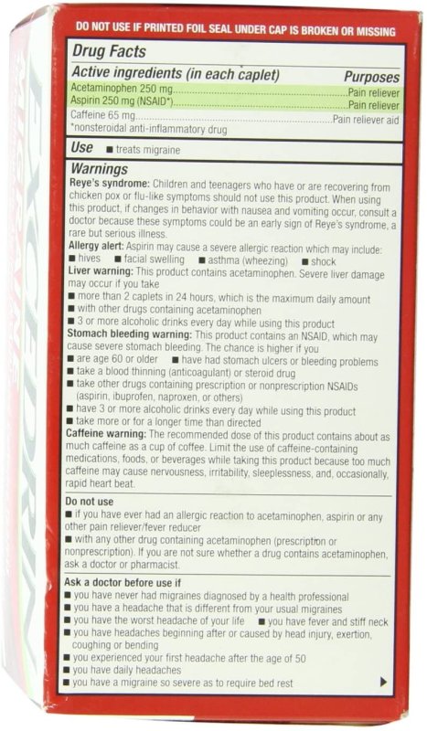 EXCEDRIN MIGRAINE COATED CAPLETS 300 CT. FOR FAST PAIN RELIEF