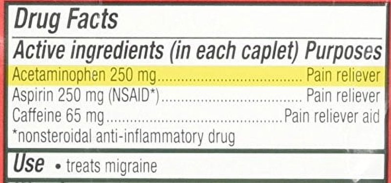 EXCEDRIN MIGRAINE PAIN RELIEF 24 COUNT CAPLETS FOR FAST RELIEF