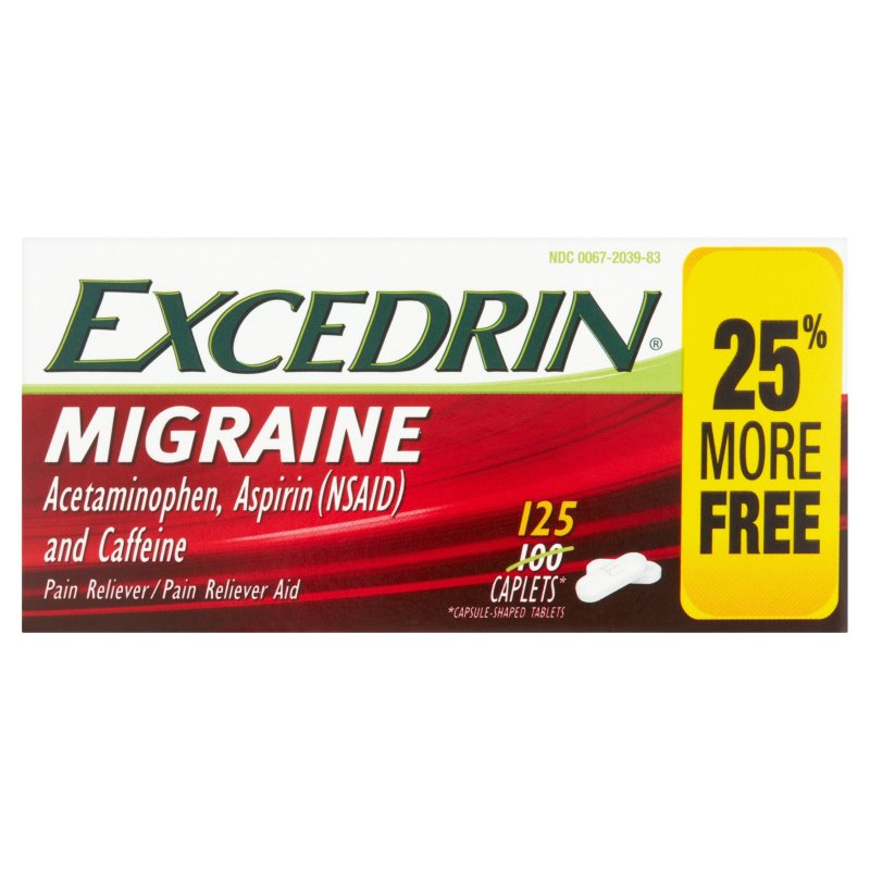 EXCEDRIN MIGRAINE CAPLETS FOR PAIN RELIEF 125 COUNT