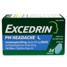EXCEDRIN PM HEADACHE MEDICINE SLEEP AID ACETAMINOPHEN ASPIRIN CAPLETS 24 COUNT