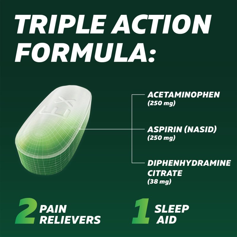EXCEDRIN PM HEADACHE MEDICINE SLEEP AID ACETAMINOPHEN ASPIRIN CAPLETS 24 COUNT