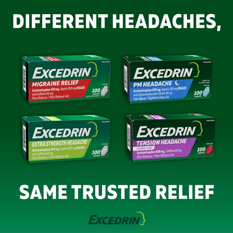 EXCEDRIN PM PAIN RELIEVER NIGHTTIME SLEEP AID CAPLETS HEADACHE RELIEF 100 COUNT