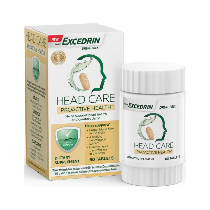 EXCEDRIN HEAD CARE PROACTIVE HEALTH EXCEDRIN DIETARY SUPPLEMENT FOR HEAD HEALTH SUPPORT 60 CT