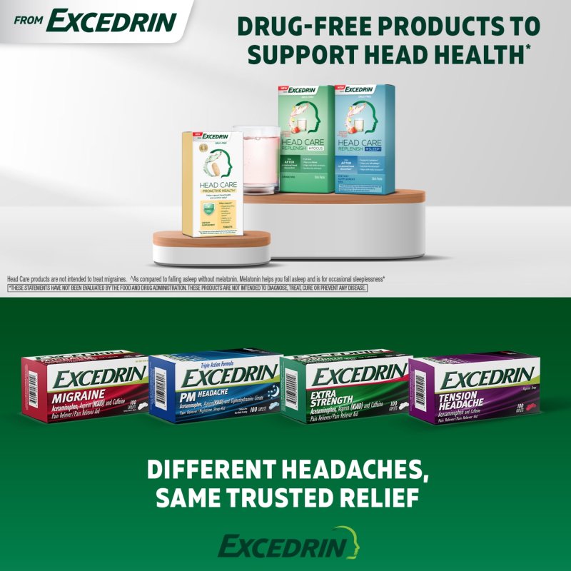 EXCEDRIN HEAD CARE PROACTIVE HEALTH EXCEDRIN DIETARY SUPPLEMENT FOR HEAD HEALTH SUPPORT 60 CT
