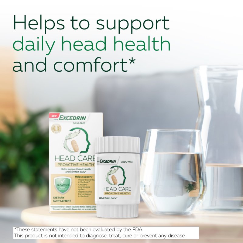 EXCEDRIN HEAD CARE PROACTIVE HEALTH DIETARY SUPPLEMENT WITH FOLIC ACID 110 CT