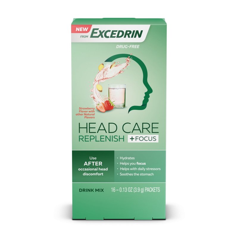 EXCEDRIN HEAD CARE REPLENISH FOCUS DRINK MIX - 16 PACKETS FOR HEAD HEALTH SUPPORT