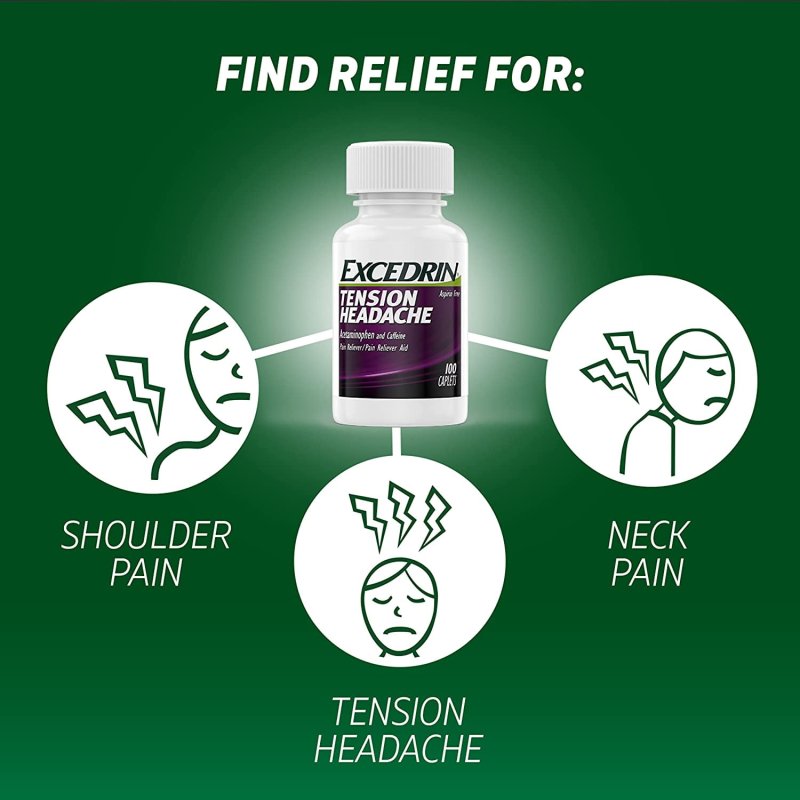 EXCEDRIN NON-ASPIRIN TENSION HEADACHE CAPLETS FOR HEAD NECK SHOULDER PAIN RELIEF 100 COUNT