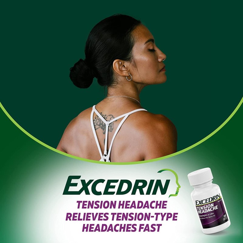 EXCEDRIN NON-ASPIRIN TENSION HEADACHE CAPLETS FOR HEAD NECK SHOULDER PAIN RELIEF 100 COUNT
