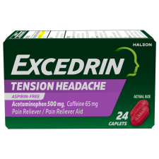 EXCEDRIN TENSION HEADACHE RELIEF CAPLETS WITH ACETAMINOPHEN AND CAFFEINE - 24 COUNT