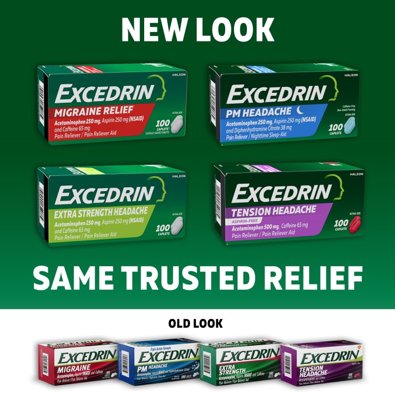 EXCEDRIN TENSION HEADACHE RELIEF CAPLETS WITH ACETAMINOPHEN AND CAFFEINE - 24 COUNT