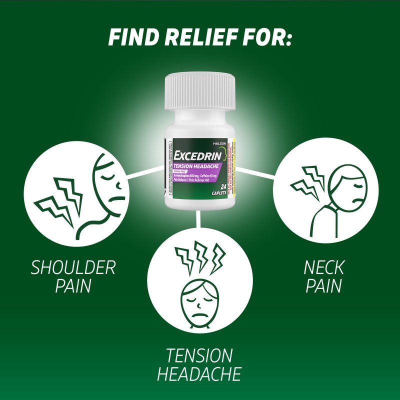 EXCEDRIN TENSION HEADACHE RELIEF CAPLETS WITH ACETAMINOPHEN AND CAFFEINE - 24 COUNT