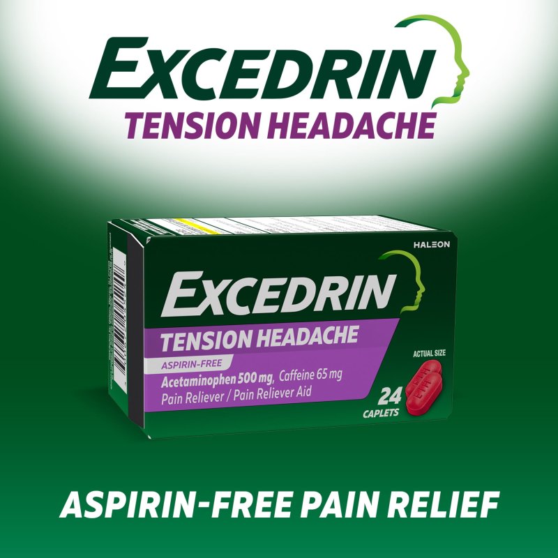 EXCEDRIN TENSION HEADACHE RELIEF CAPLETS WITH ACETAMINOPHEN AND CAFFEINE - 24 COUNT