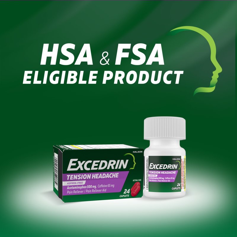 EXCEDRIN TENSION HEADACHE RELIEF CAPLETS WITH ACETAMINOPHEN AND CAFFEINE - 24 COUNT