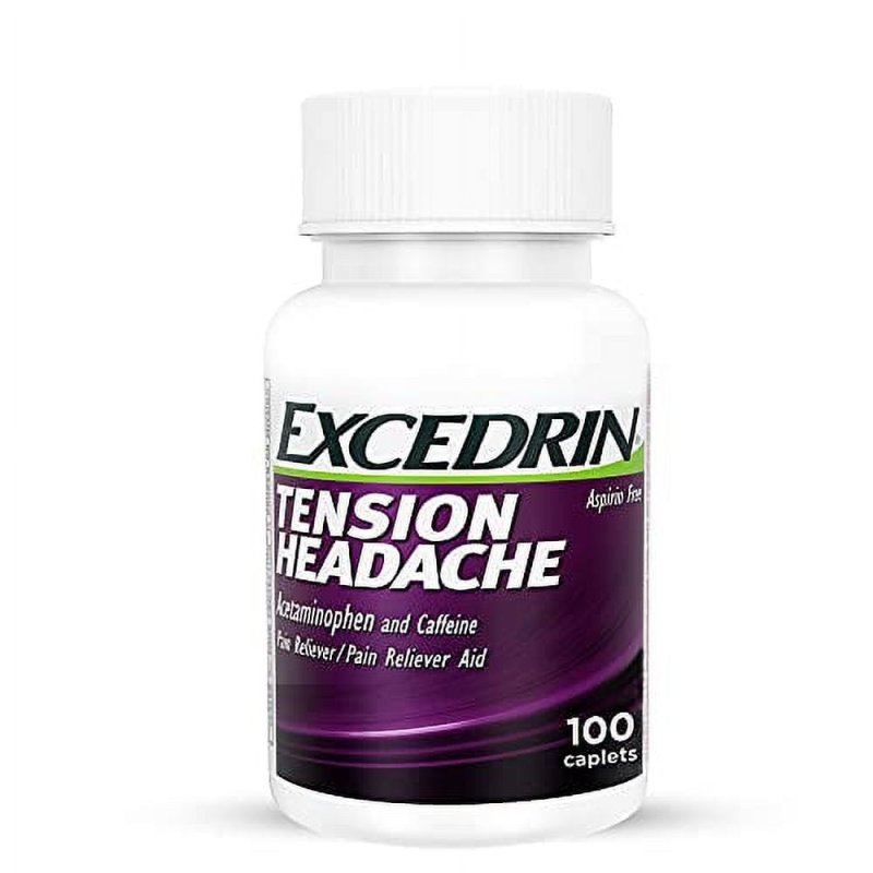 EXCEDRIN TENSION HEADACHE RELIEF CAPLETS NON-ASPIRIN HEAD NECK SHOULDER PAIN 100 COUNT