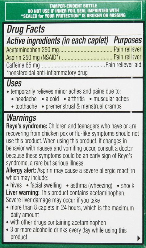 EXCEDRIN EXTRA STRENGTH PAIN RELIEVER CAPLETS - 24 CAPLETS
