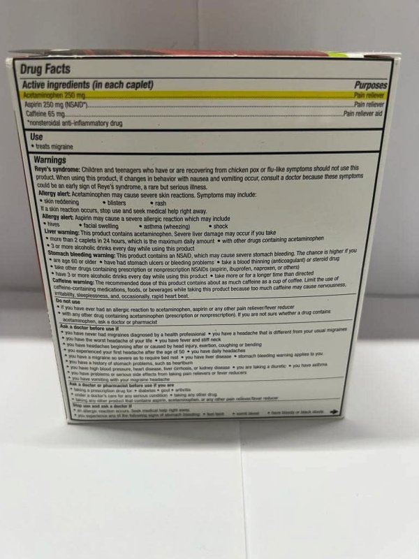 EXCEDRIN MIGRAINE CAPLETS 25 PACKETS OF 2 DISPLAY BOX